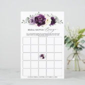 Eggplant Lila Plum Ivory Brautparty Bingo (Stehend Vorderseite)