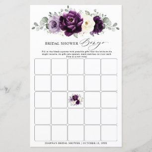 Eggplant Lila Plum Ivory Brautparty Bingo