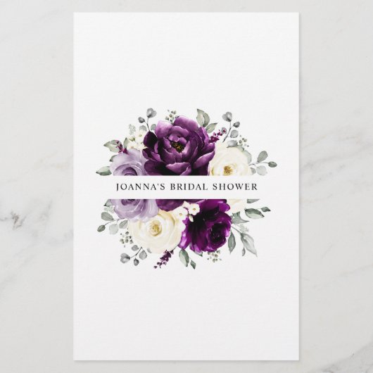 Eggplant Lila Plum Ivory Brautparty Game (Rückseite)