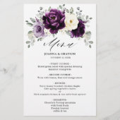 Eggplant Lila Plum Ivory Floral Wedding Menu (Vorderseite)