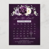 Eggplant Lila Plum Ivory Save the Date weiß Postkarte (Vorderseite)