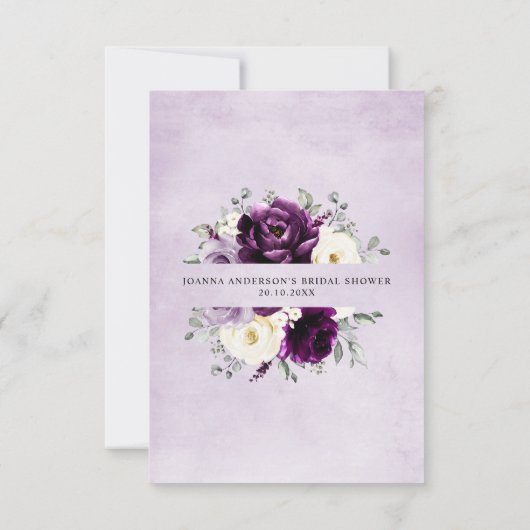 Eggplant Lila Plum Ivory Weißes Brautparty Dankeskarte (Rückseite)