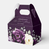 Eggplant Lila Plum Ivory Weißes Brautparty Geschenkschachtel (Rückseite)