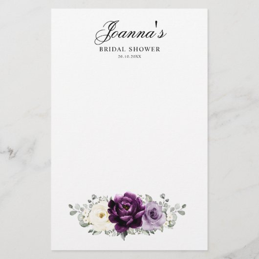 Eggplant Lila Plum Ivory Whit Brautparty Game (Rückseite)