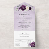 Eggplant Lila Plum Ivory White Floral Wedding Al All In One Einladung (Innen Boden)