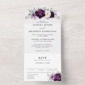 Eggplant Lila Plum Ivory White Floral Wedding Al All In One Einladung (Innen Boden)