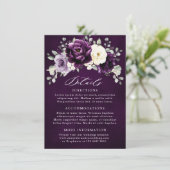 Eggplant Lila Plum Ivory White Floral Wedding En Begleitkarte (Stehend Vorderseite)