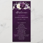 Eggplant Lila Plum Ivory White Floral Wedding Pr Programm (Vorderseite)