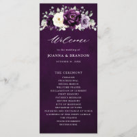 Eggplant Lila Plum Ivory White Floral Wedding Pr