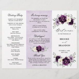 Eggplant Lila Plum Ivory White Tri-Fold-Programm