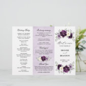 Eggplant Lila Plum Ivory White Tri-Fold-Programm (Stehend Vorderseite)