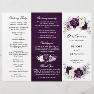 Eggplant Lila Plum Ivory White Tri-Fold-Programm