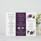 Eggplant Lila Plum Ivory White Tri-Fold-Programm (Stehend Vorderseite)