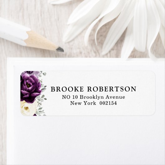 Eggplant Lila Plum Ivory White Wedding Address (Insitu)