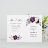 Eggplant Lila Plum Ivory White Wedding Program (Stehend Vorderseite)