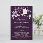 Eggplant Lila Plum Ivory White Wedding Program (Stehend Vorderseite)