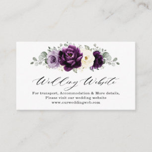 Eggplant Lila Plum Ivory White Wedding Website Begleitkarte
