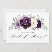 Eggplant Lila Plum Werden Sie meine Trauzeugin sei Einladung (Vorderseite)