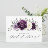 Eggplant Lila Plum Werden Sie meine Trauzeugin sei Einladung (Stehend Vorderseite)
