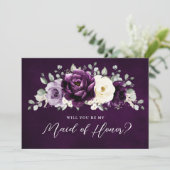 Eggplant Lila Plum Werden Sie meine Trauzeugin sei Einladung (Stehend Vorderseite)