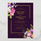 Eggplant Lila Ranunculus floral Folieneinladung (Vorderseite)