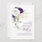 Eggplant Lila Royal Chic Boho Floral Wedding Einladung (Vorderseite)