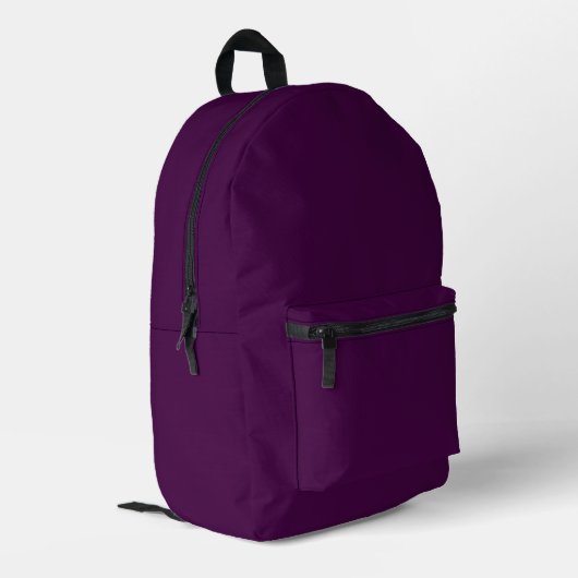 Eggplant Lila Solid Color Bedruckter Rucksack (Rückseitige Ecke links)