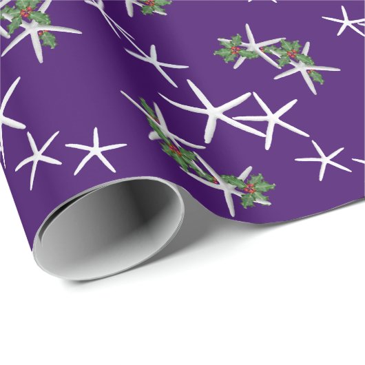 Eggplant Lila Starfish Weihnachtswackelpapier Geschenkpapier (Rolleneckpunkt)