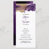 Eggplant Lila- und Gold-Glitzer-Hochzeitsprogramme Programm (Vorne/Hinten)