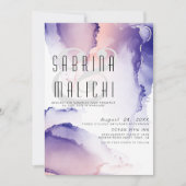 Eggplant Lila und korallenfarbene Rose Chic Alcoho Einladung (Vorderseite)