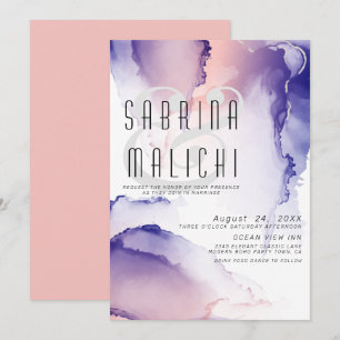 Eggplant Lila und korallenfarbene Rose Chic Alcoho Einladung