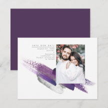Eggplant Lila und Silber Save the Date Foto