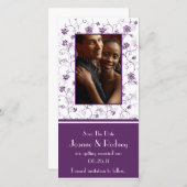 Eggplant Lila und weißes Foto Save the Date (Vorne/Hinten)