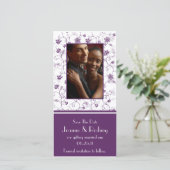 Eggplant Lila und weißes Foto Save the Date (Stehend Vorderseite)