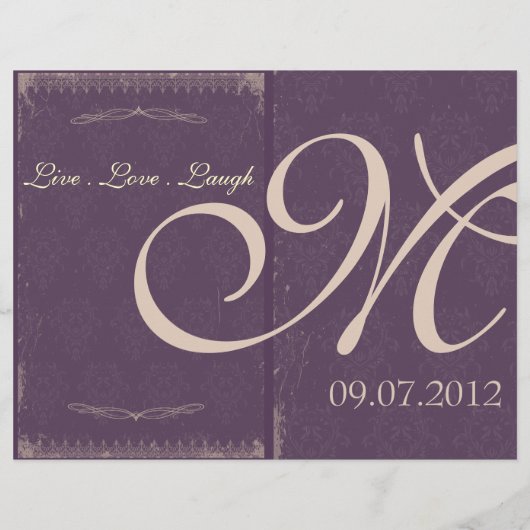 Eggplant Lila Vintage Wedding Zeremonie Programm (Rückseite)