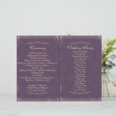 Eggplant Lila Vintage Wedding Zeremonie Programm (Stehend Vorderseite)