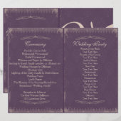 Eggplant Lila Vintage Wedding Zeremonie Programm (Vorne/Hinten)