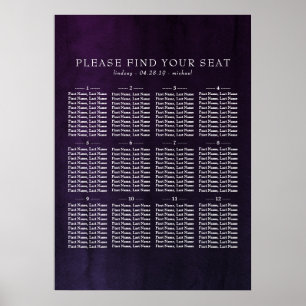 Eggplant Lila Wasserfarben Hochzeitsdiagramm Poster
