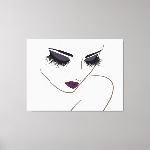 Eggplant Lippen lange Lashes Lash Extension Leinwanddruck