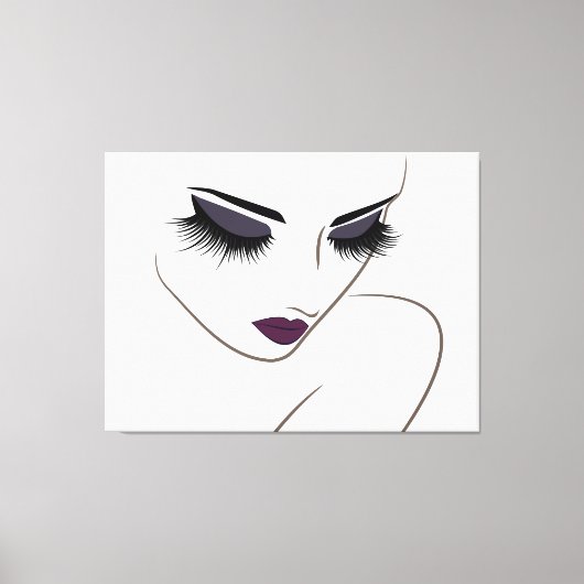 Eggplant Lippen lange Lashes Lash Extension Leinwanddruck (Vorderseite)