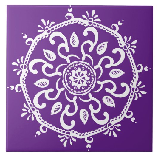 Eggplant Mandala Fliese (Vorderseite)