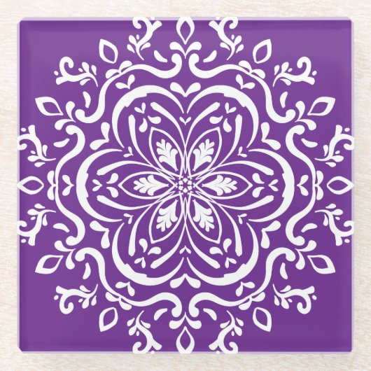 Eggplant Mandala Glasuntersetzer (Vorderseite)
