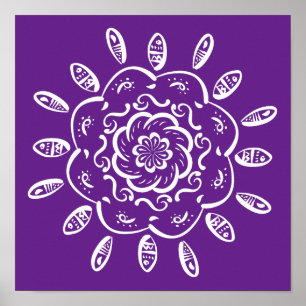 Eggplant Mandala Poster