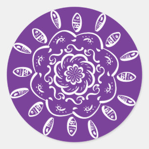 Eggplant Mandala Runder Aufkleber
