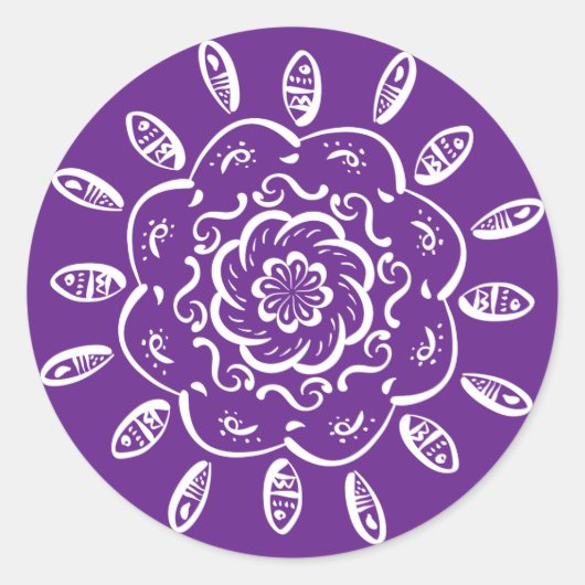 Eggplant Mandala Runder Aufkleber (Vorderseite)
