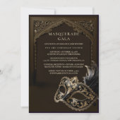 Eggplant Masquerade Elegant Gold Corporate Gala Einladung (Vorderseite)