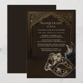 Eggplant Masquerade Elegant Gold Corporate Gala Einladung (Vorne/Hinten)