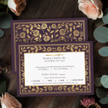 Eggplant Medieval Sword Wedding RSVP