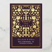 Eggplant Mittelalterliche Schwerthochzeit rettet d Folieneinladung (Vorderseite)