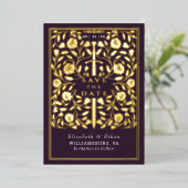 Eggplant Mittelalterliche Schwerthochzeit rettet d Folieneinladung (Stehend vorne)